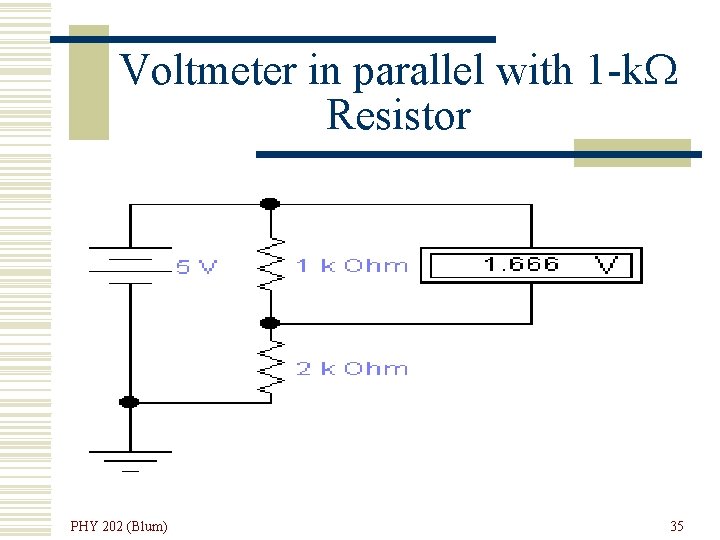 Voltmeter in parallel with 1 -k Resistor PHY 202 (Blum) 35 