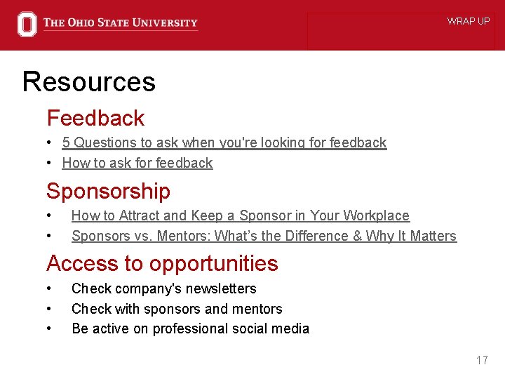 WRAP UP Resources Feedback • 5 Questions to ask when you're looking for feedback