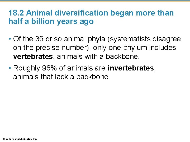 18. 2 Animal diversification began more than half a billion years ago • Of