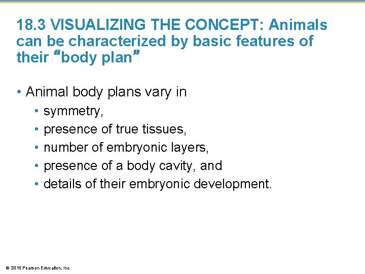 18. 3 VISUALIZING THE CONCEPT: Animals can be characterized by basic features of their