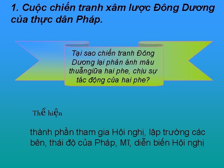 1. Cuộc chiến tranh xâm lược Đông Dương của thực dân Pháp. Tại sao