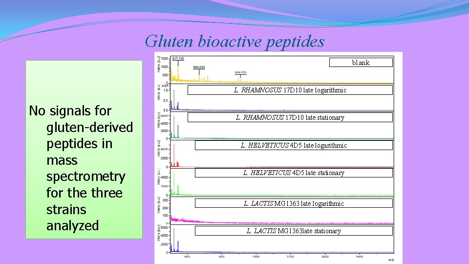 Gluten bioactive peptides blank L. RHAMNOSUS 17 D 10 late logarithmic No signals for