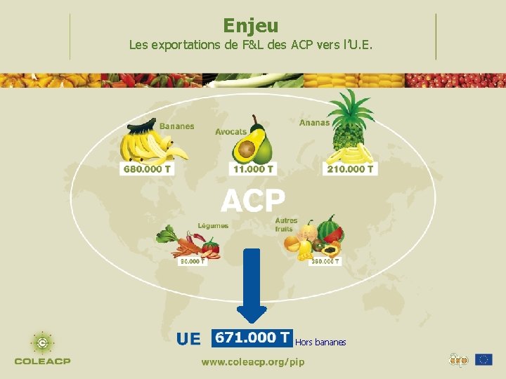 Enjeu Les exportations de F&L des ACP vers l’U. E. Hors bananes 