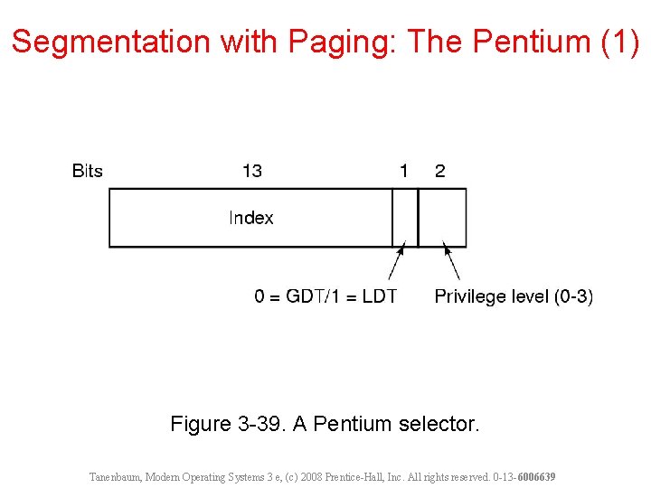 Segmentation with Paging: The Pentium (1) Figure 3 -39. A Pentium selector. Tanenbaum, Modern