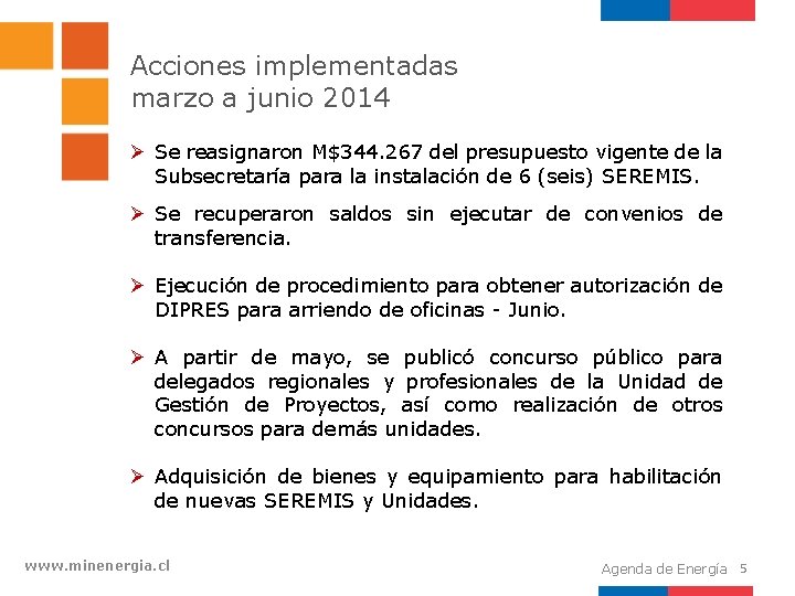 Acciones implementadas marzo a junio 2014 Ø Se reasignaron M$344. 267 del presupuesto vigente