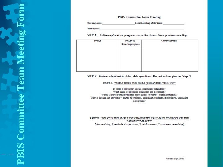 PBIS Committee Team Meeting Form 