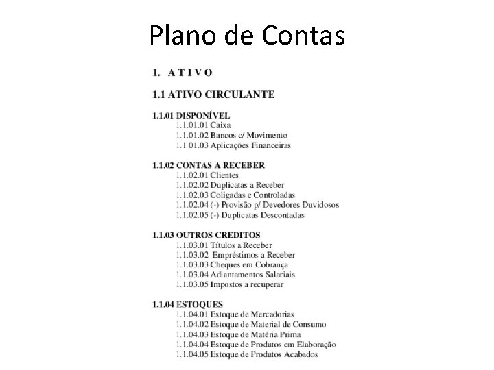 Plano de Contas 