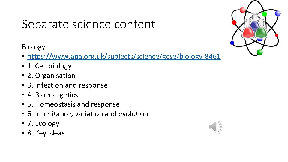 Separate science content Biology • https: //www. aqa. org. uk/subjects/science/gcse/biology-8461 • 1. Cell biology