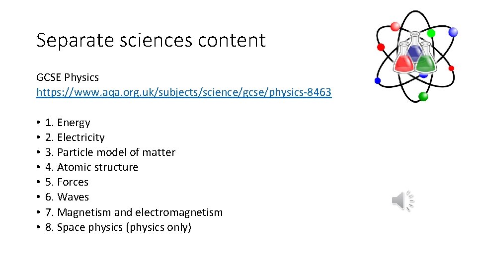 Separate sciences content GCSE Physics https: //www. aqa. org. uk/subjects/science/gcse/physics-8463 • • 1. Energy