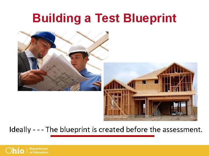 Building a Test Blueprint Ideally - - - The blueprint is created before the