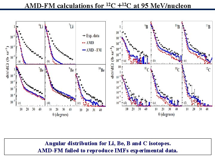 AMD-FM calculations for 12 C +12 C at 95 Me. V/nucleon Angular distribution for