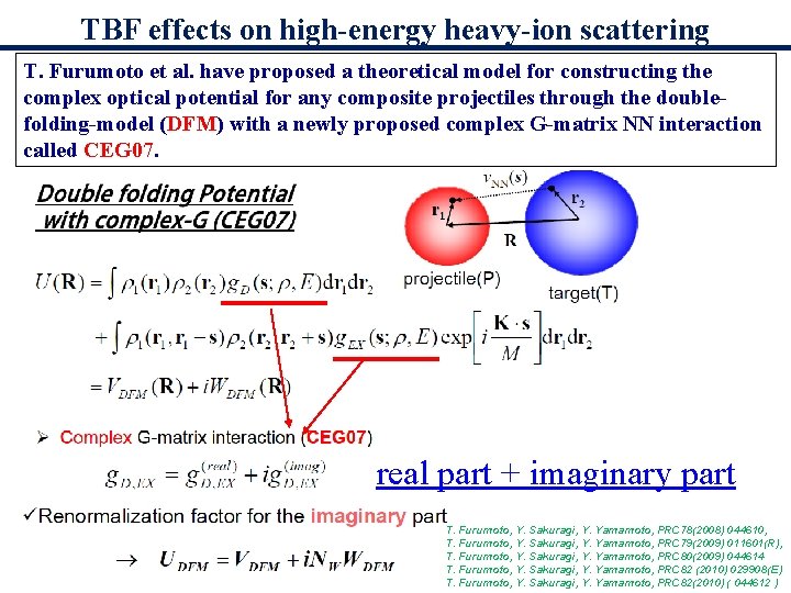 TBF effects on high-energy heavy-ion scattering T. Furumoto et al. have proposed a theoretical