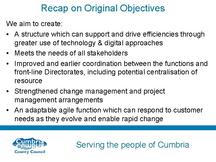 Recap on Original Objectives We aim to create: • A structure which can support