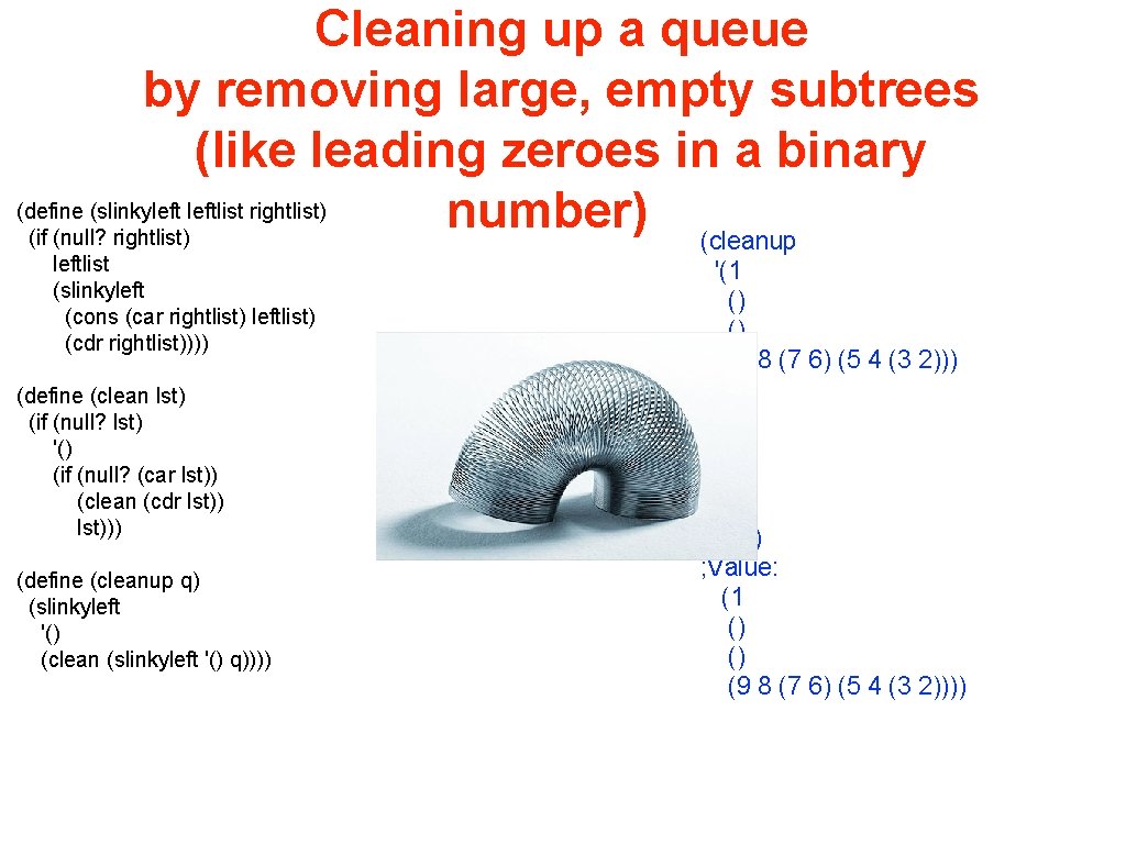 Cleaning up a queue by removing large, empty subtrees (like leading zeroes in a