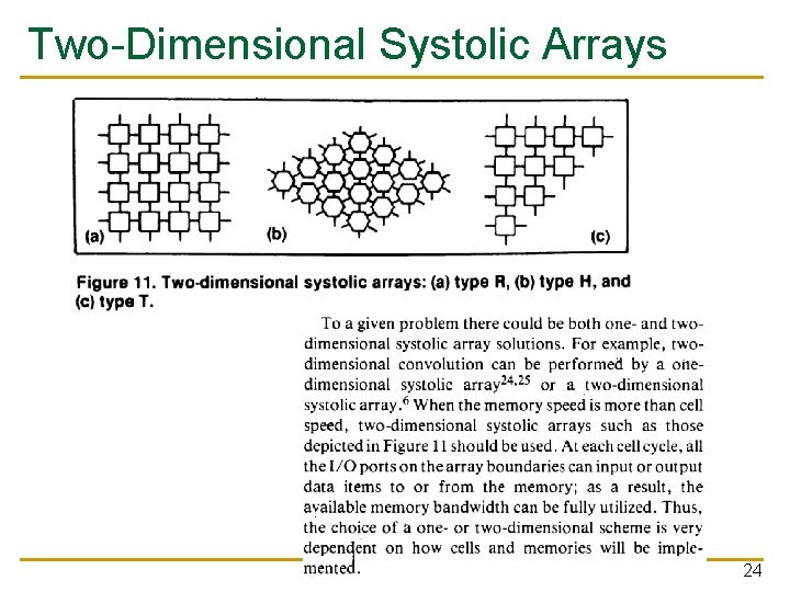 Two-Dimensional Systolic Arrays 24 Two-Dimensional Systolic Arrays 24