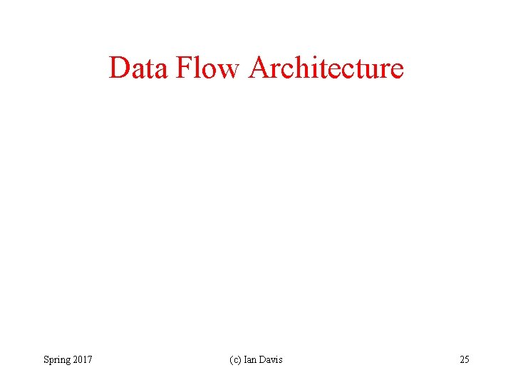 Data Flow Architecture Spring 2017 (c) Ian Davis 25 