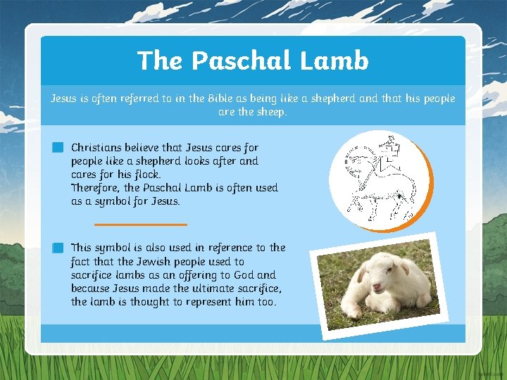 The Paschal Lamb Jesus is often referred to in the Bible as being like