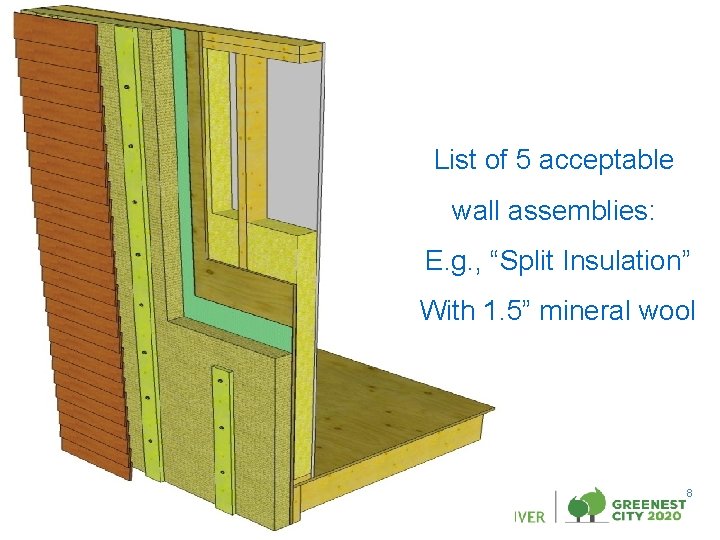 Split Insulation R-values: Screws through Insulation List of 5 acceptable wall assemblies: E. g.