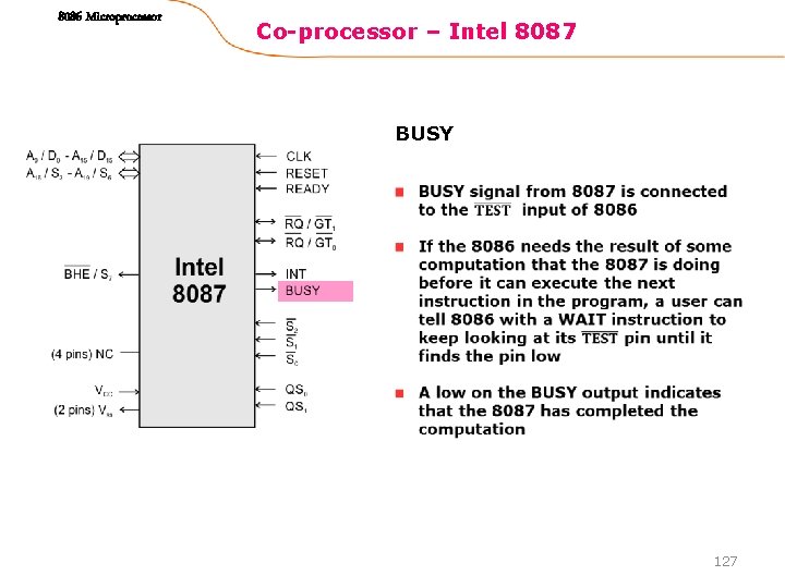 8086 Microprocessor Co-processor – Intel 8087 BUSY 127 