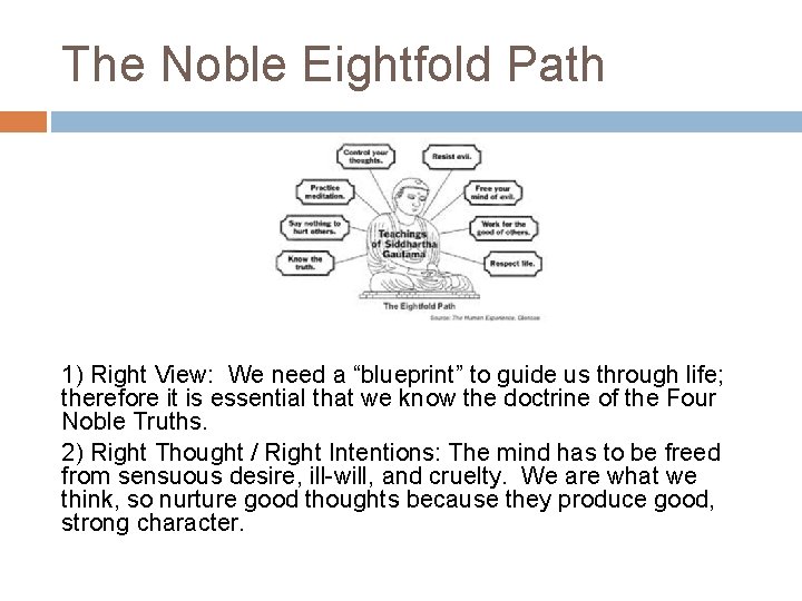 The Noble Eightfold Path 1) Right View: We need a “blueprint” to guide us