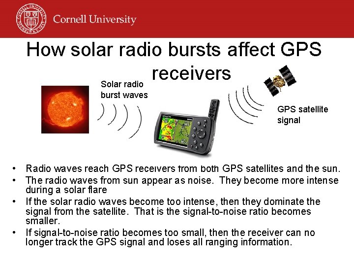 How solar radio bursts affect GPS receivers Solar radio burst waves GPS satellite signal