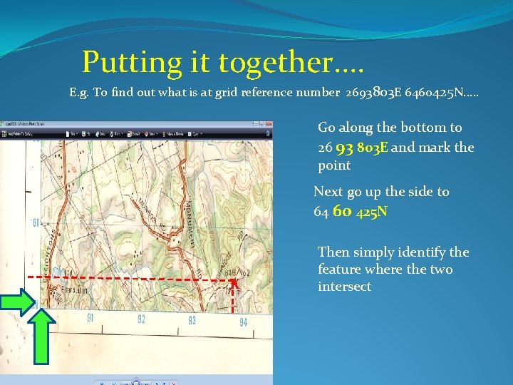 Putting it together. . E. g. To find out what is at grid reference Putting it together. . E. g. To find out what is at grid reference