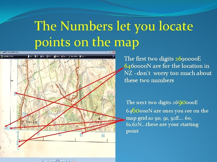 The Numbers let you locate points on the map The first two digits 2690000