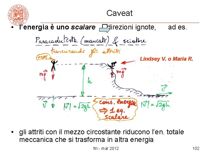 Caveat • l’energia è uno scalare �direzioni ignote, ad es. Lindsey V. o Maria