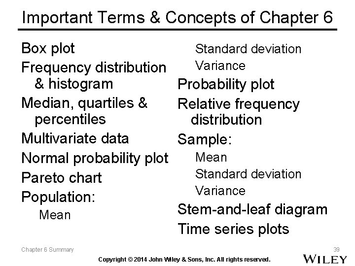 Important Terms & Concepts of Chapter 6 Standard deviation Box plot Variance Frequency distribution Important Terms & Concepts of Chapter 6 Standard deviation Box plot Variance Frequency distribution