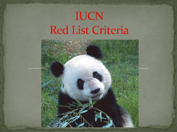 IUCN Red List Criteria 