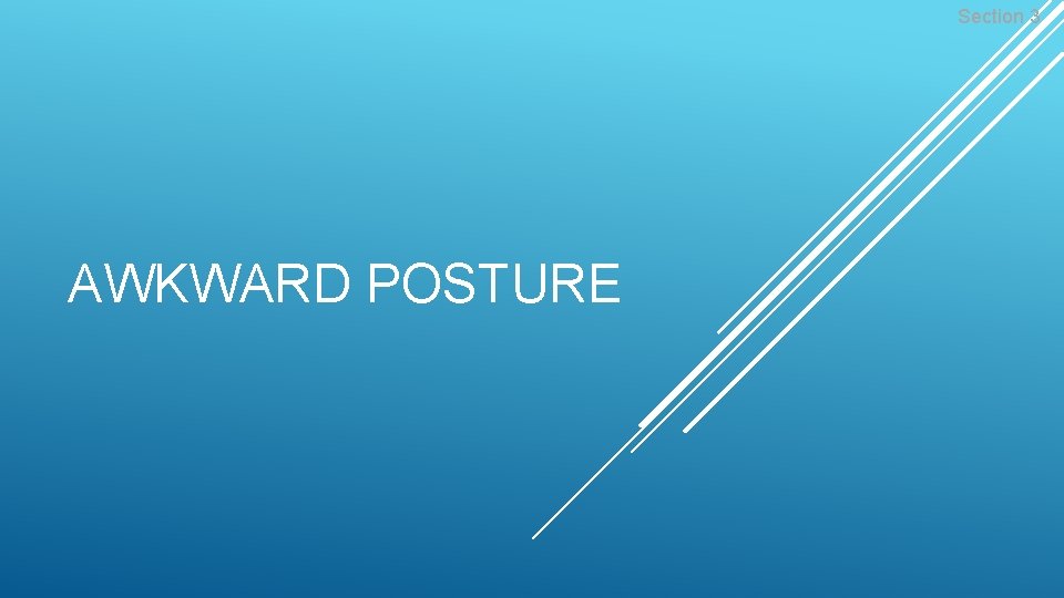 Section 3 AWKWARD POSTURE 