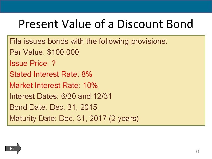 14 - 34 Present Value of a Discount Bond Fila issues bonds with the