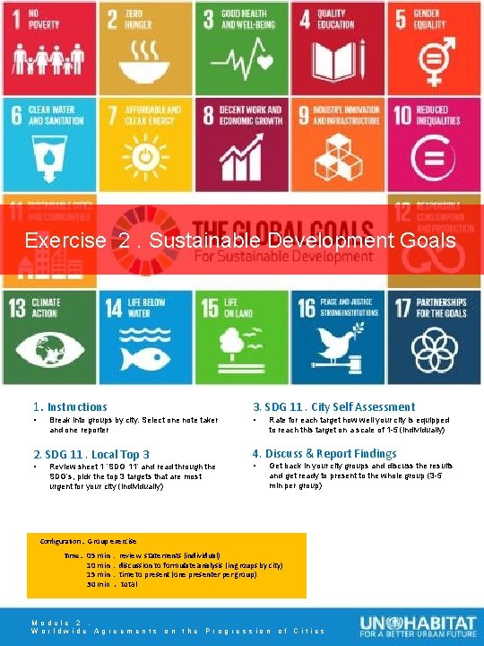  Exercise 2. Sustainable Development Goals 1. Instructions • Break into groups by city.