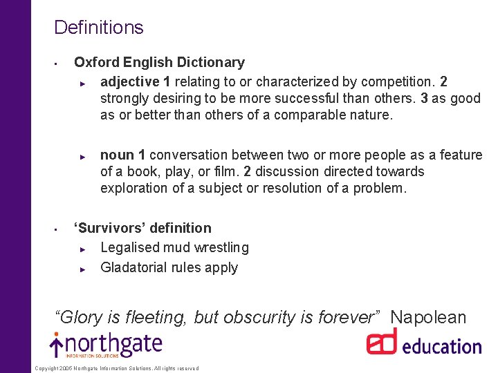 Definitions • Oxford English Dictionary ► adjective 1 relating to or characterized by competition.