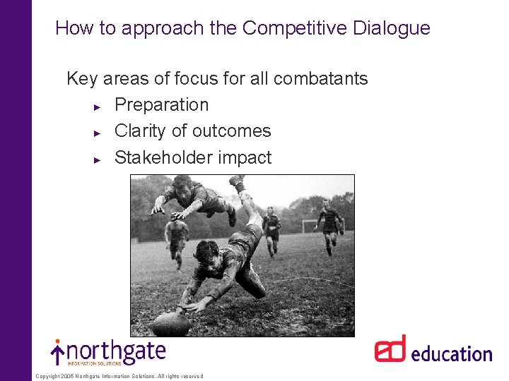 How to approach the Competitive Dialogue Key areas of focus for all combatants ►