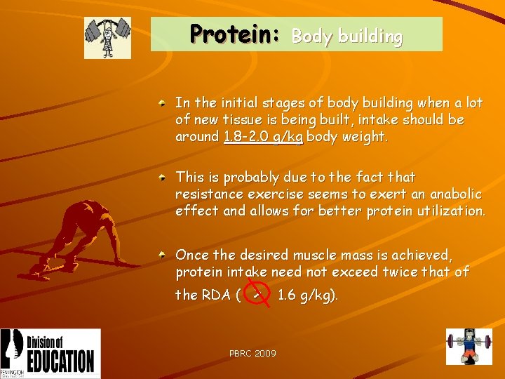 Protein: Body building In the initial stages of body building when a lot of