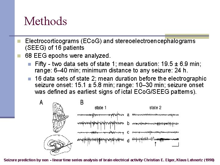 Methods n Electrocorticograms (ECo. G) and stereoelectroencephalograms (SEEG) of 16 patients n 68 EEG