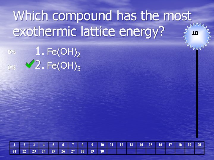 Which compound has the most 10 exothermic lattice energy? 1. Fe(OH)2 2. Fe(OH)3 1