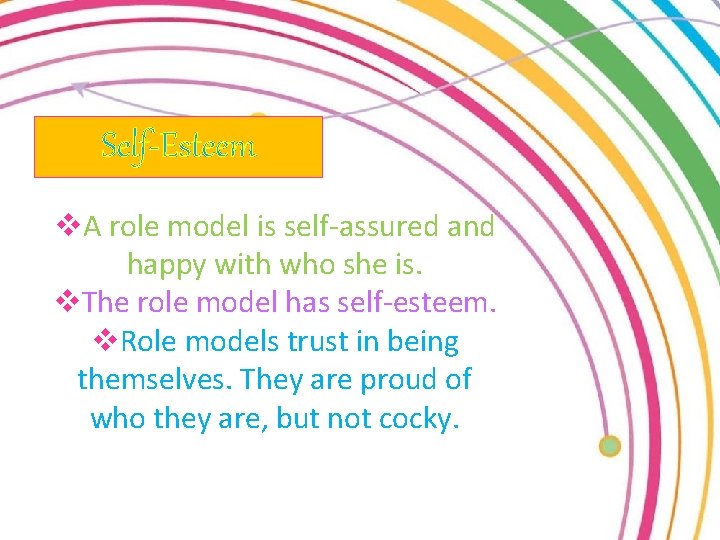 Self-Esteem v. A role model is self-assured and happy with who she is. v.