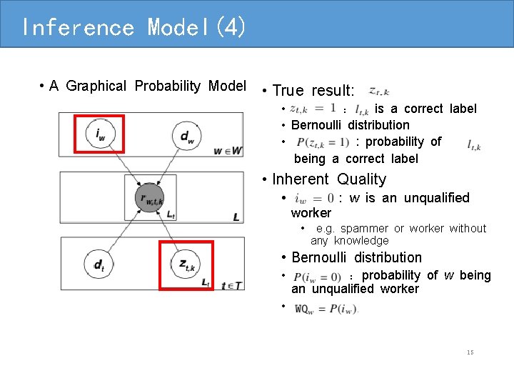 Inference Model(4) • A Graphical Probability Model • True result: • ： is a