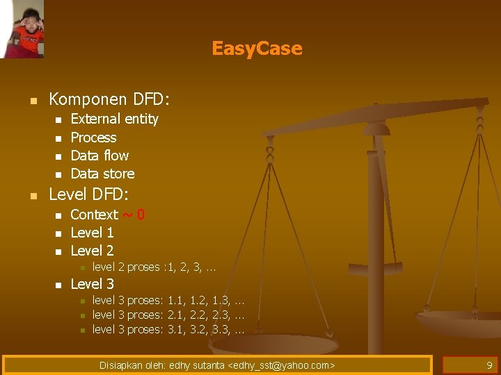 Easy. Case n Komponen DFD: n n n External entity Process Data flow Data