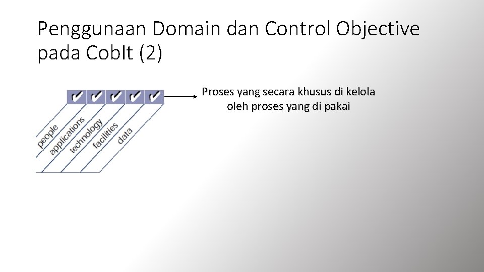 Penggunaan Domain dan Control Objective pada Cob. It (2) Proses yang secara khusus di