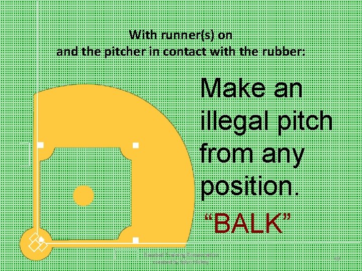 With runner(s) on and the pitcher in contact with the rubber: Make an illegal