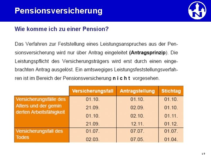 Pensionsversicherung Wie komme ich zu einer Pension? 19 