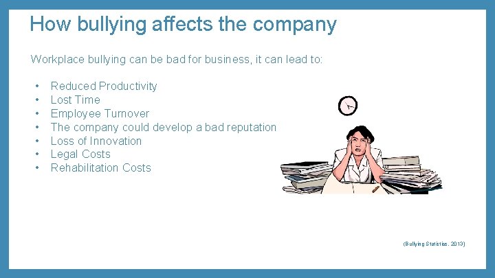 How bullying affects the company Workplace bullying can be bad for business, it can