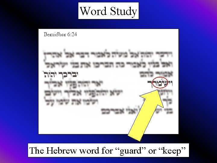 Word Study The Hebrew word for “guard” or “keep” 