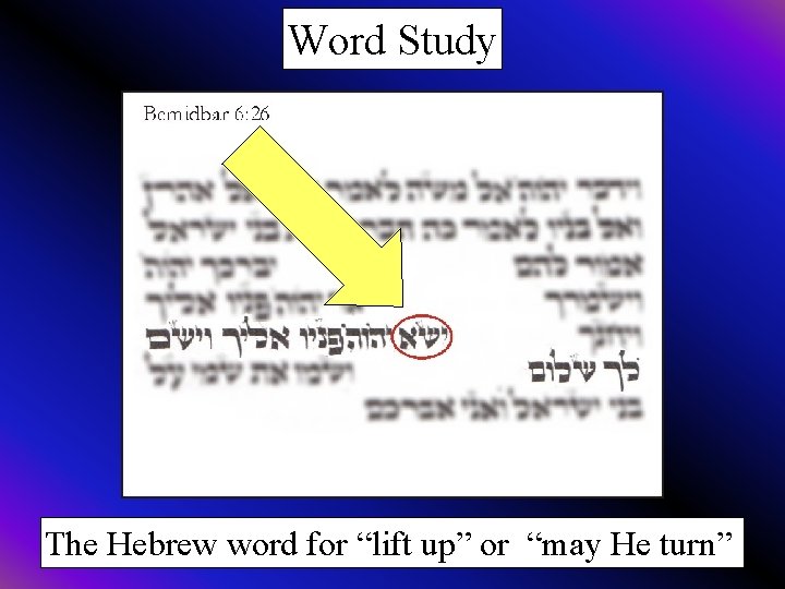 Word Study The Hebrew word for “lift up” or “may He turn” 