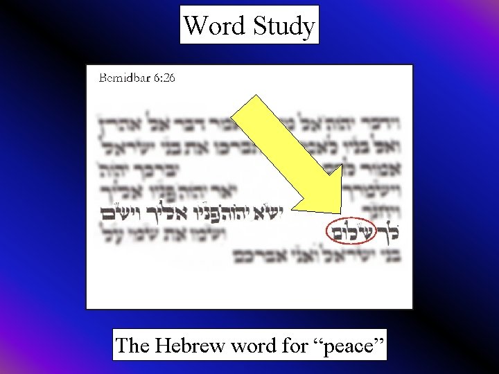 Word Study The Hebrew word for “peace” 