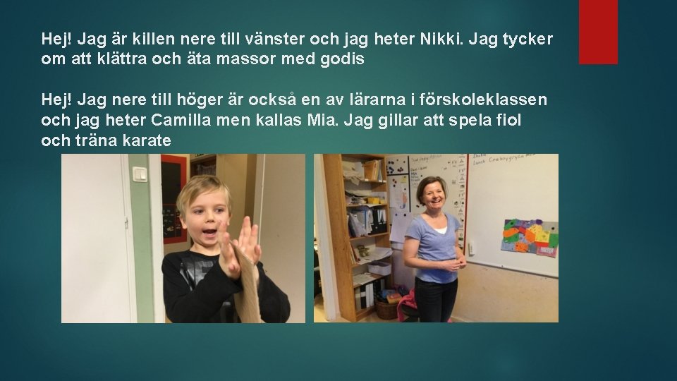 Hej! Jag är killen nere till vänster och jag heter Nikki. Jag tycker om