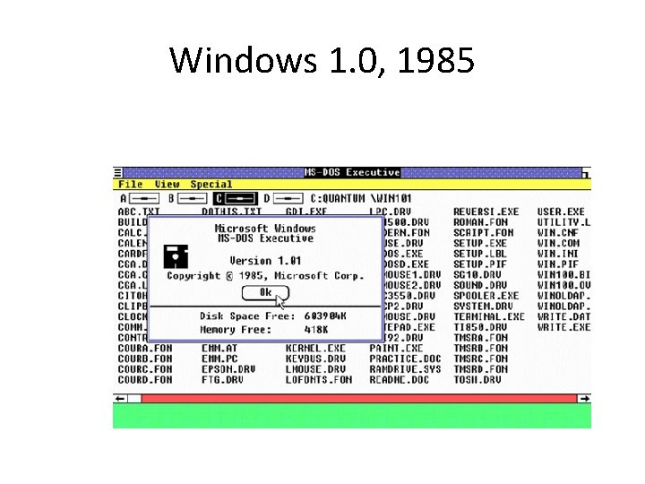 Windows 1. 0, 1985 